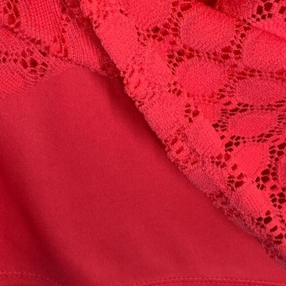 Tacera Red Lace Bell Sleeve Mini Shift Dress Small - Picture 11 of 12